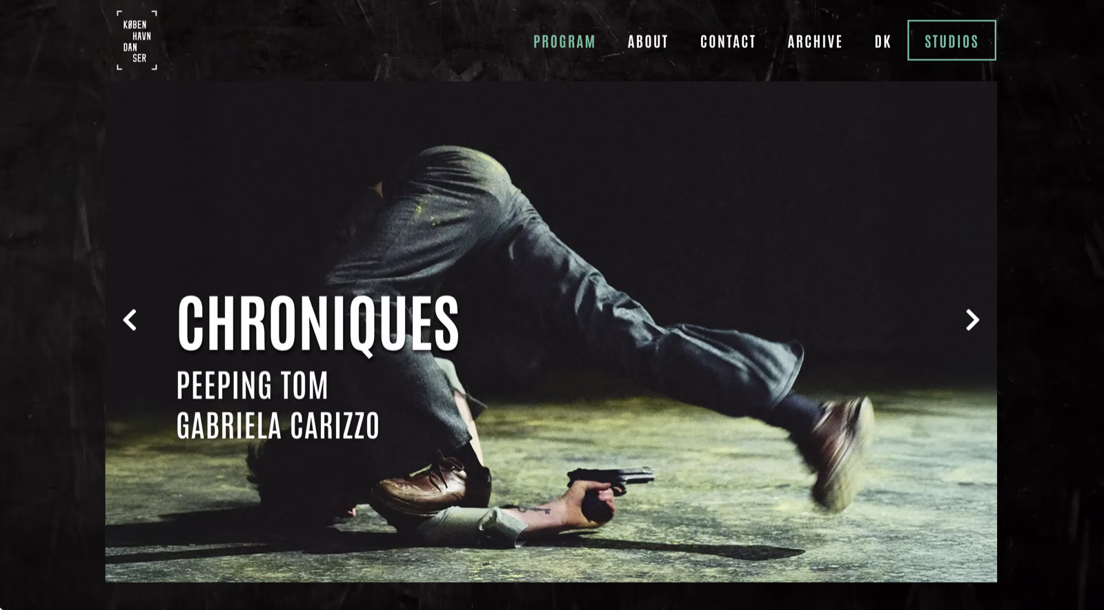 Page d'accueil du site KBH Danser — compagnie de spectacles et danse à Copenhague