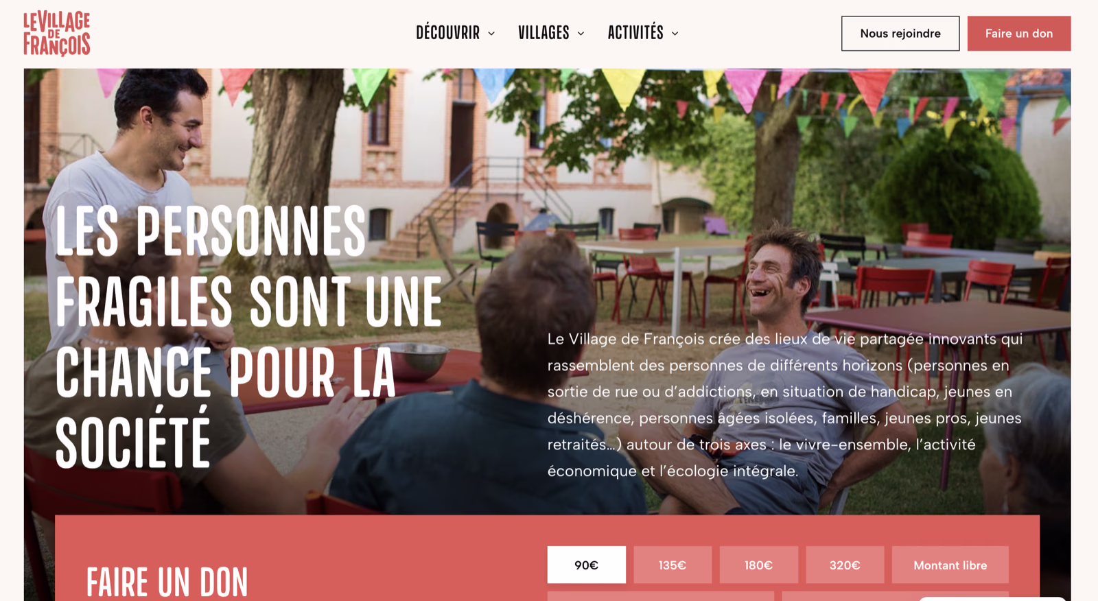 Page d'accueil du site Le Village de François — association d'accueil et soutien aux familles